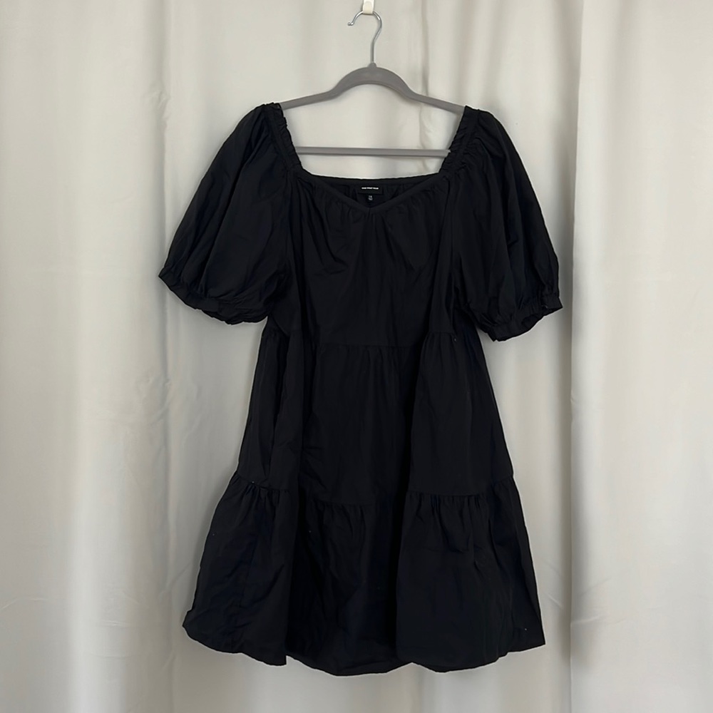 plus size puff sleeve black dress